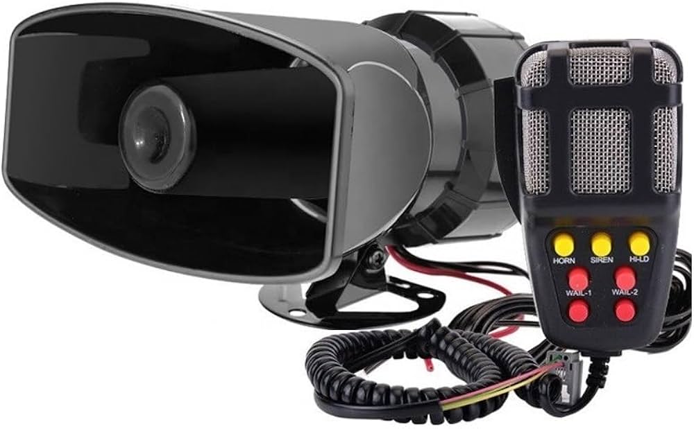 100W Police Siren Horn with Mic - | (7 Tone, Waterproof)