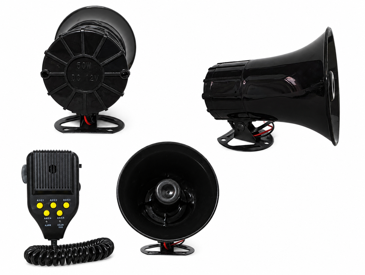 50W Police Siren Horn with Mic For Bikes - | (10 Tone, Waterproof, Imported )