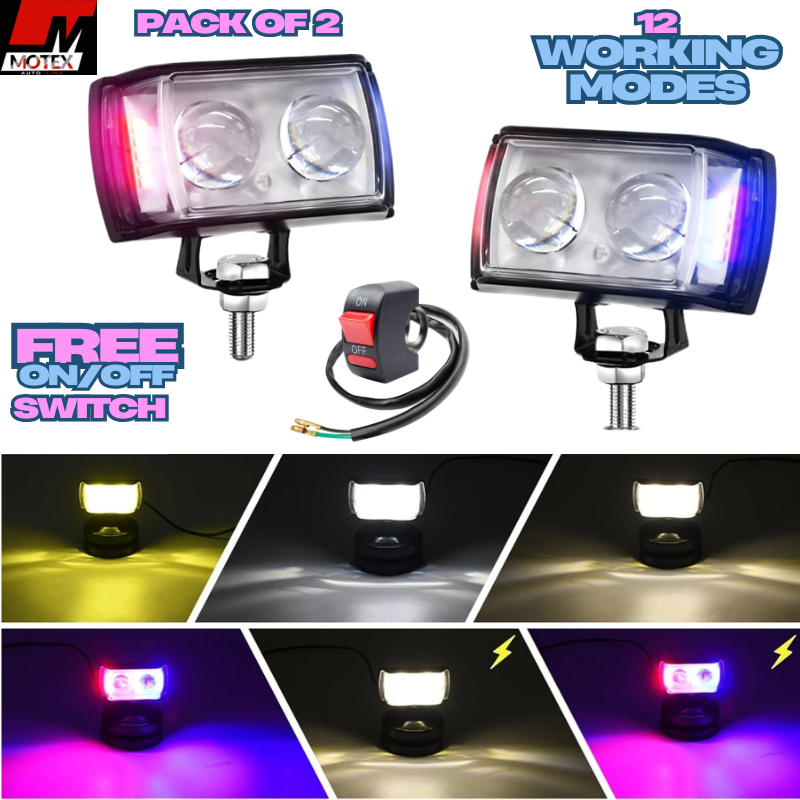 2 pcs Dolphin 2 Lens Led Light For CD70 & CG125 Bikes